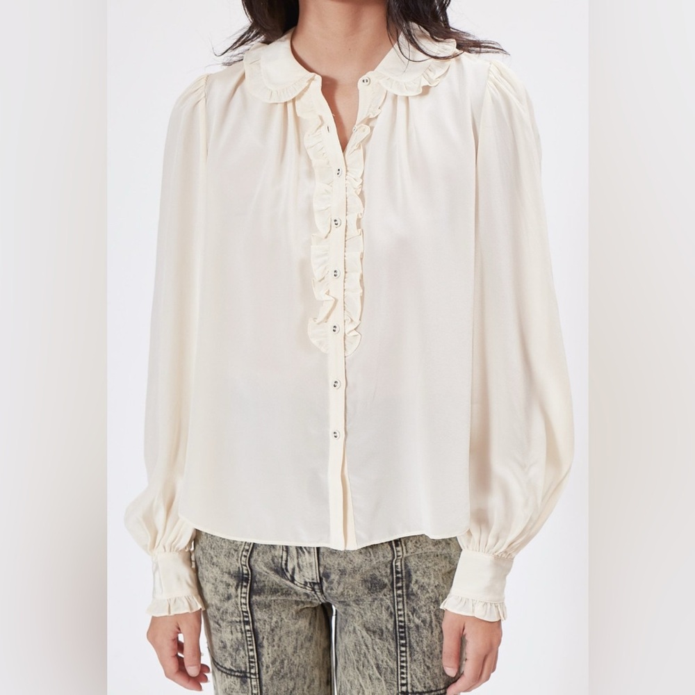 Ulla Johnson Cream Ruffle Blouse